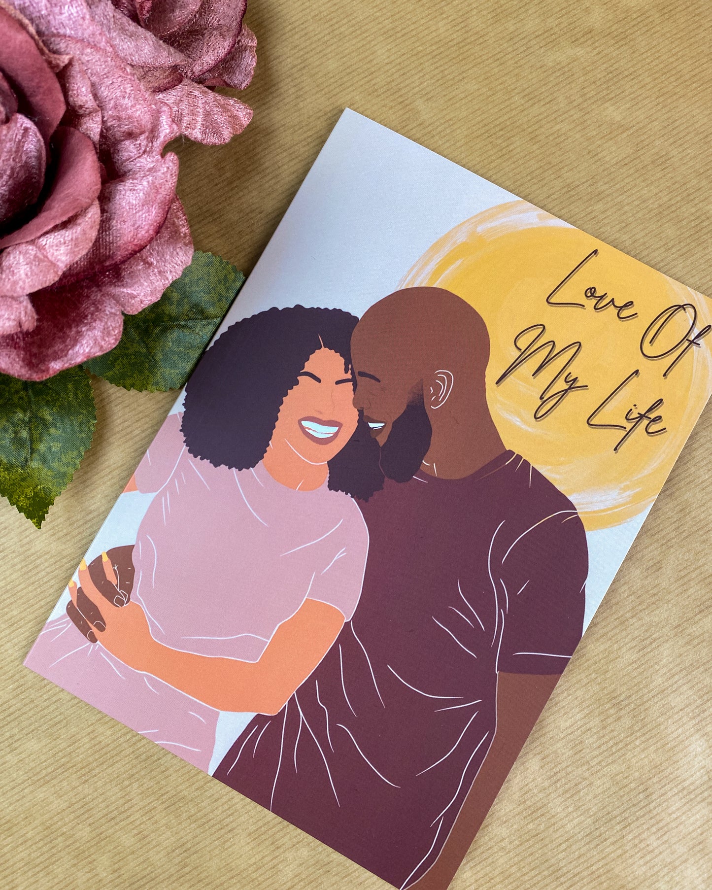 Love of My Life / Black Mixed Race Couple Greetings Card