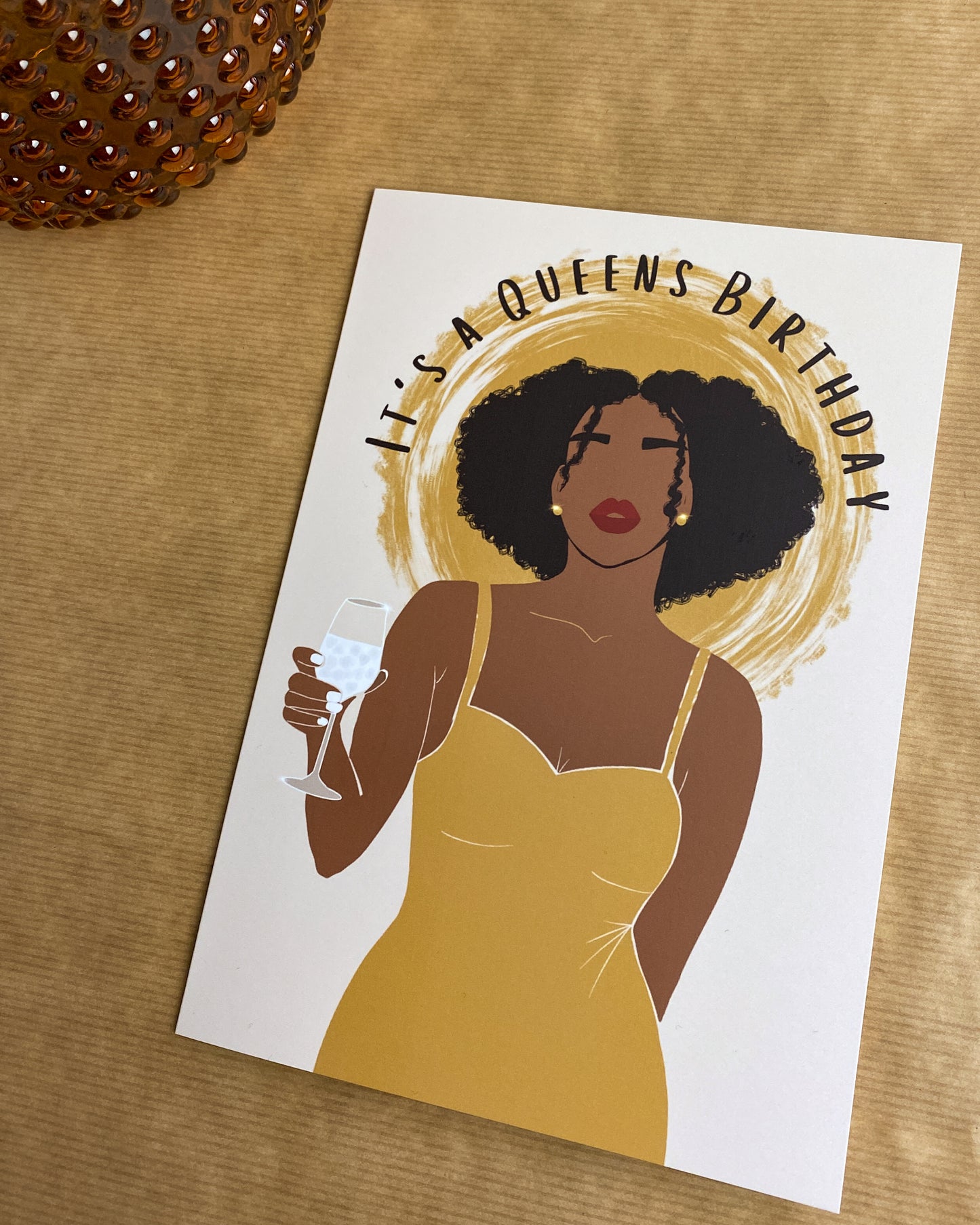 It's A Queens Birthday - Black Woman Birthday Card - Mid
