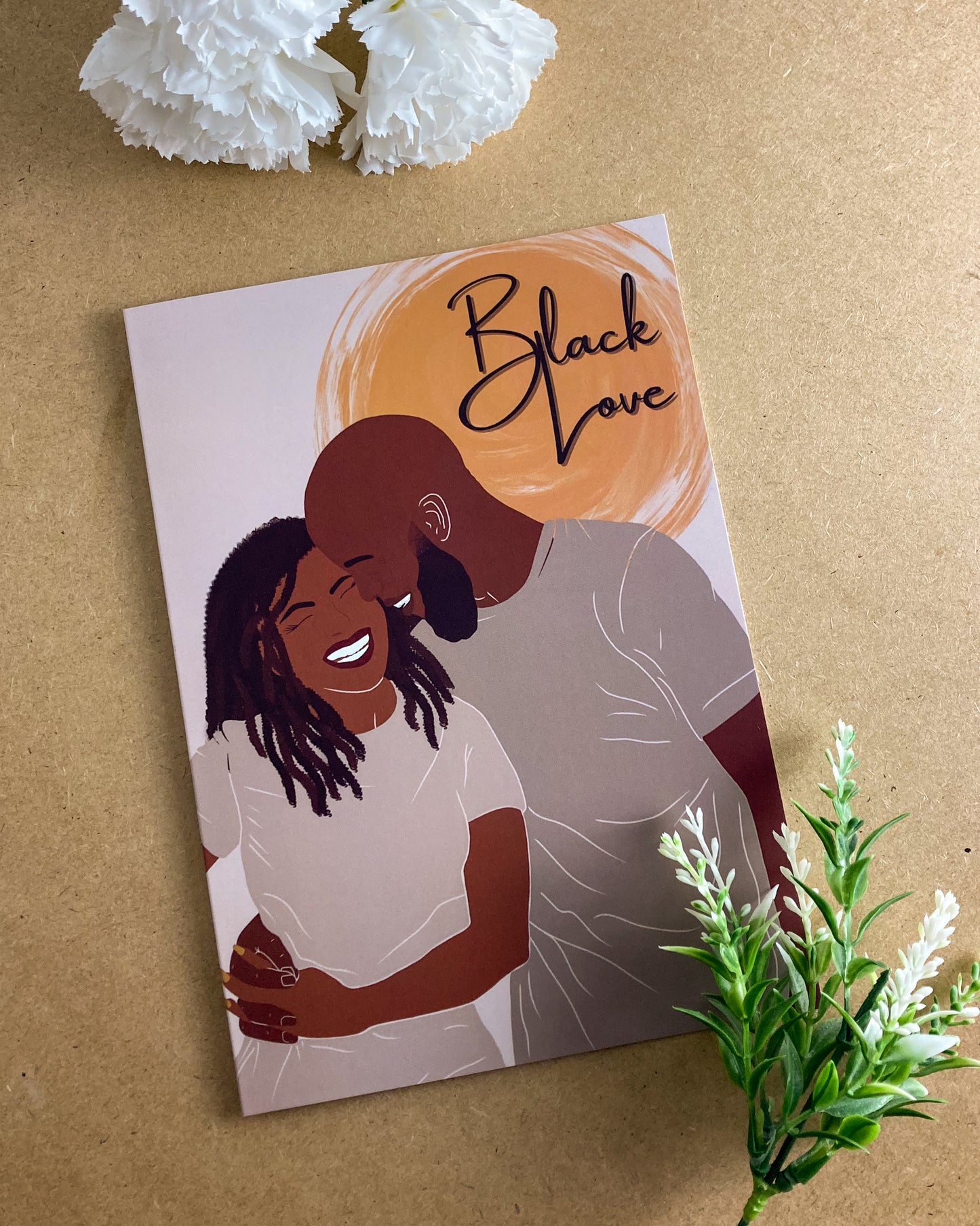 Black Love Valentine’s Day Couple Locs Greeting Card