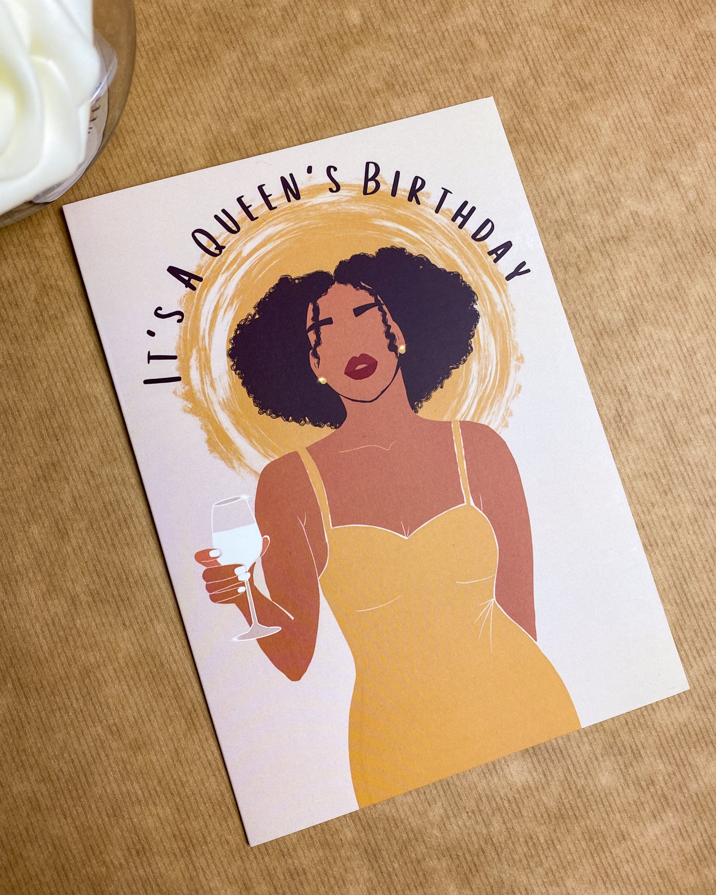 It's A Queens Birthday - Mixed Race / Black Woman Birthday Card