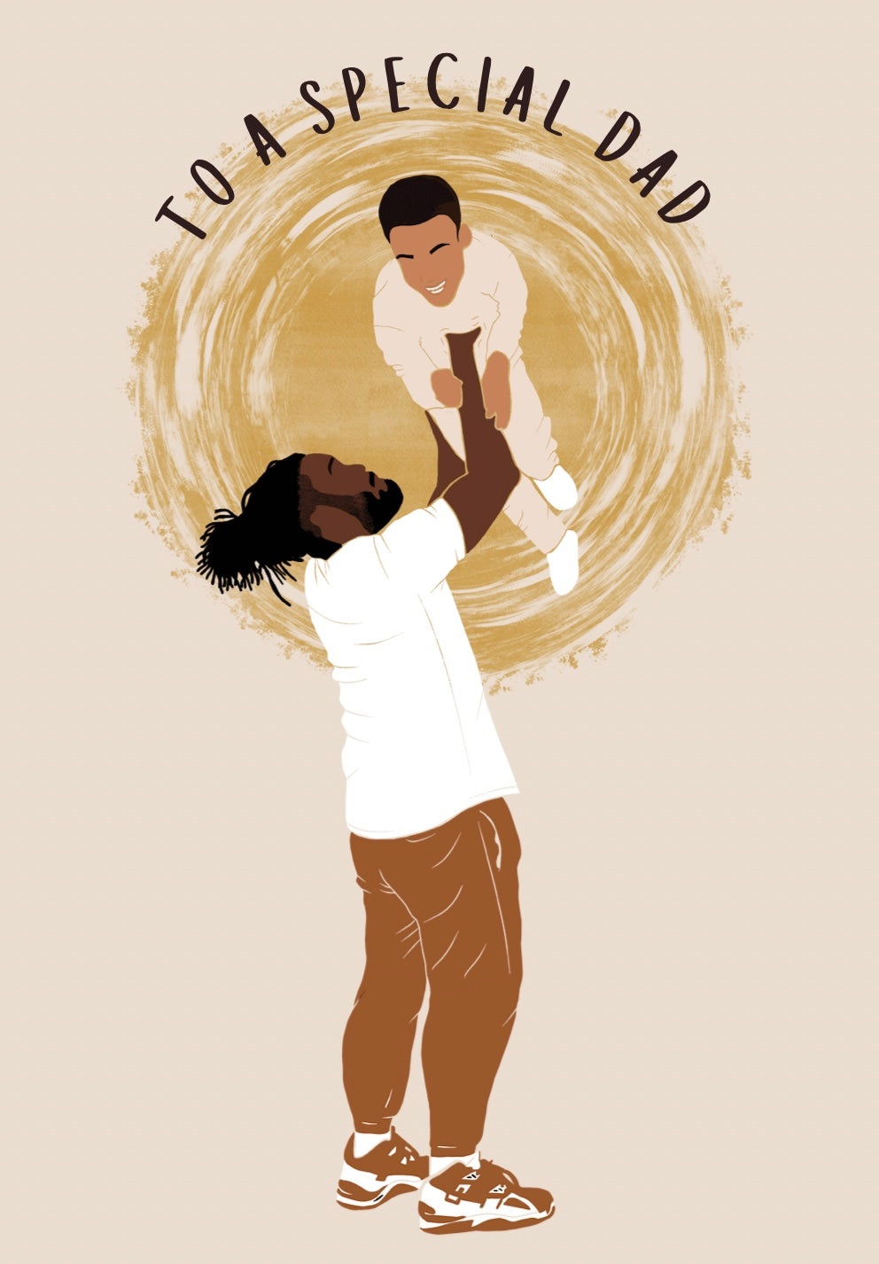 Loc's Dad & Son. Black Father’s Day Card. Dreadlocks Mixed Race