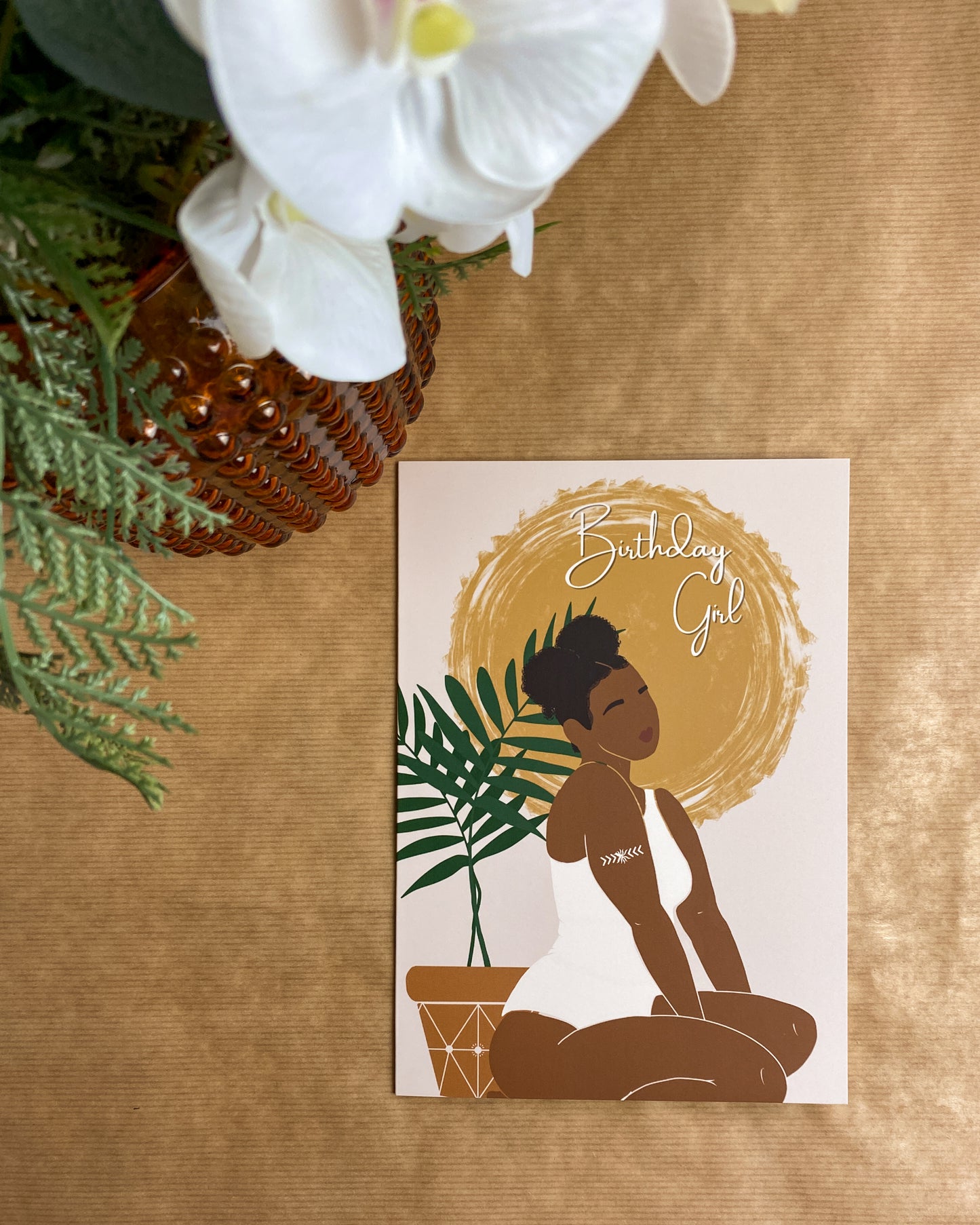Tiana’s Palm Plant - Black Birthday Girl Card