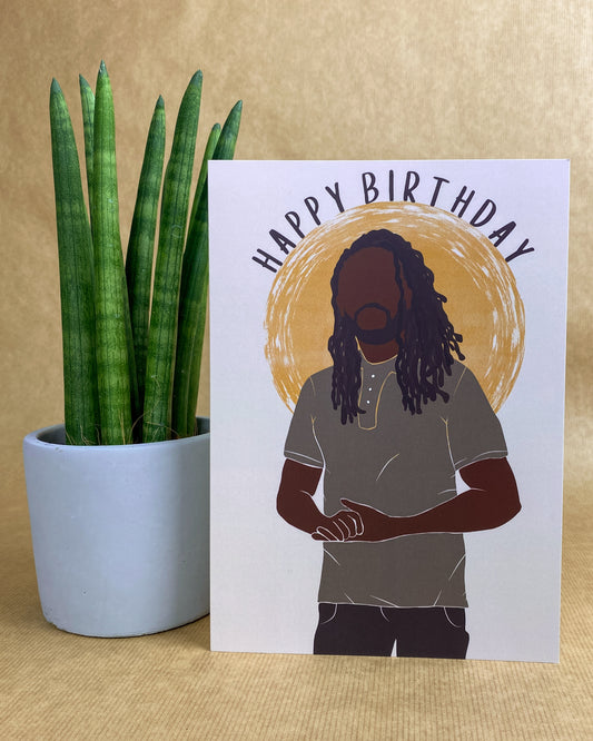 Denny’s Loc's. Black Man Happy Birthday Card Dreadlocks