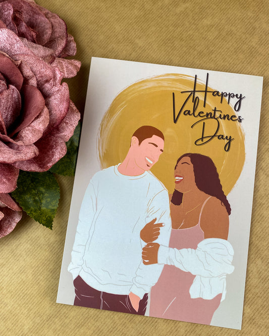 Happy Lovers / Interracial Valentines Day Greetings Card