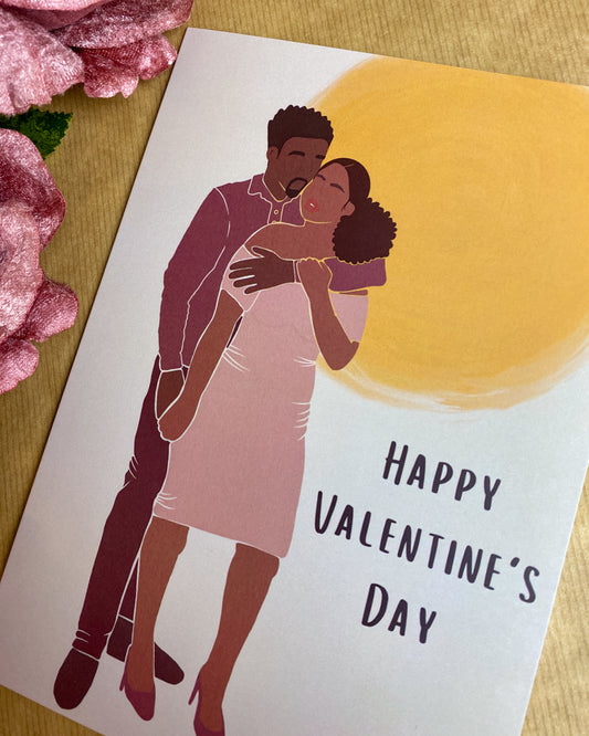 Embracing Lover’s - Black Love Valentines Day Greetings Card