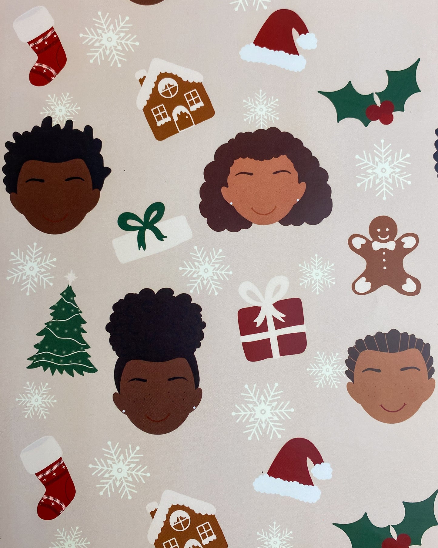 Black Kids Christmas Ethnic Mixed Race Children Wrapping Paper Gift Wrap Boys & Girls Boy little Girl