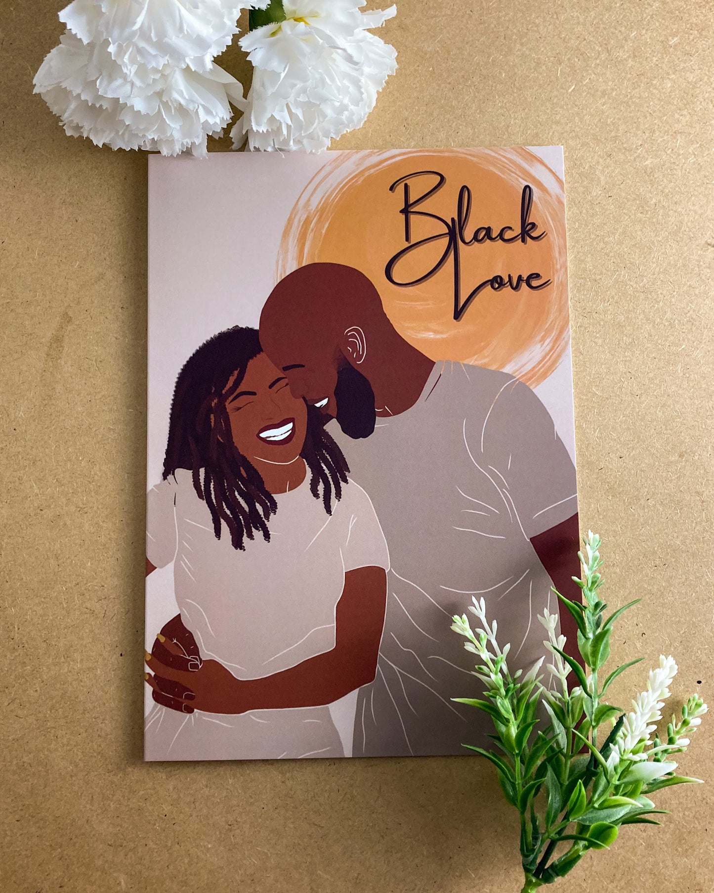 Black Love Valentine’s Day Couple Locs Greeting Card
