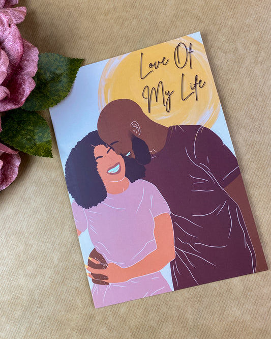 Love of My Life / Black Mixed Race Couple Greetings Card
