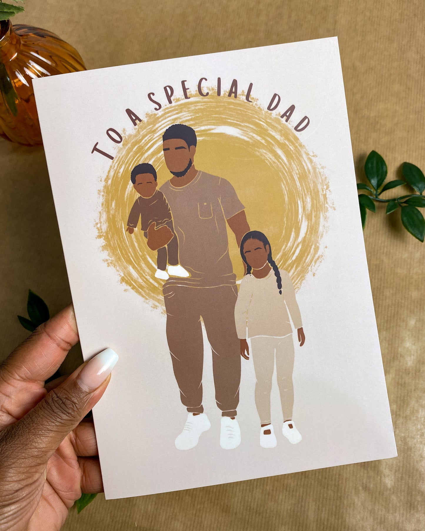 Fathers Day Card. Older Girl Baby Boy - Special Dad Two Children