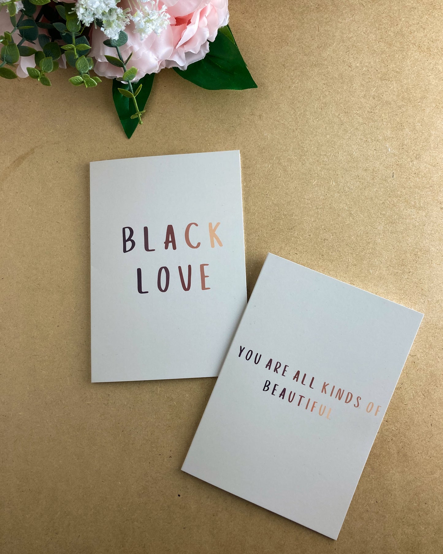 Set Of 2 - You Are All Kinds Of Beautiful & Black Love - Valentines Day Greetings Card