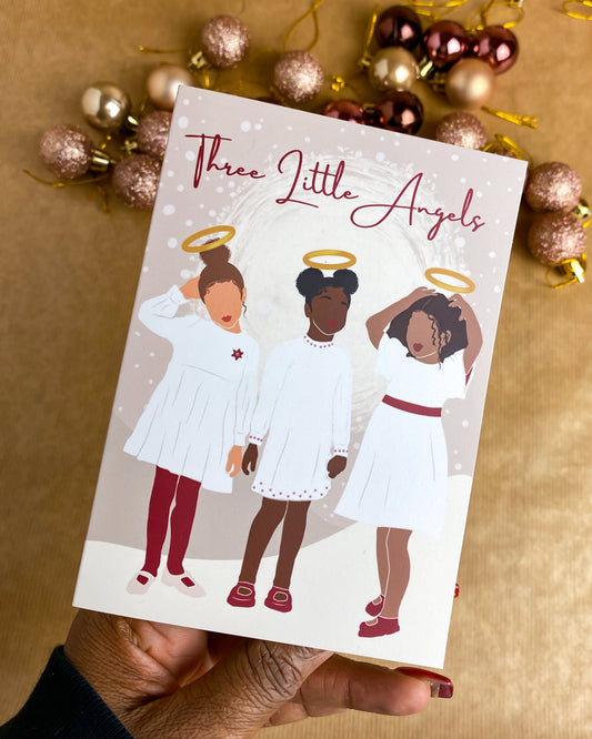 Three Little Angels - Girl Christmas Card 6 A6 Card Multipack