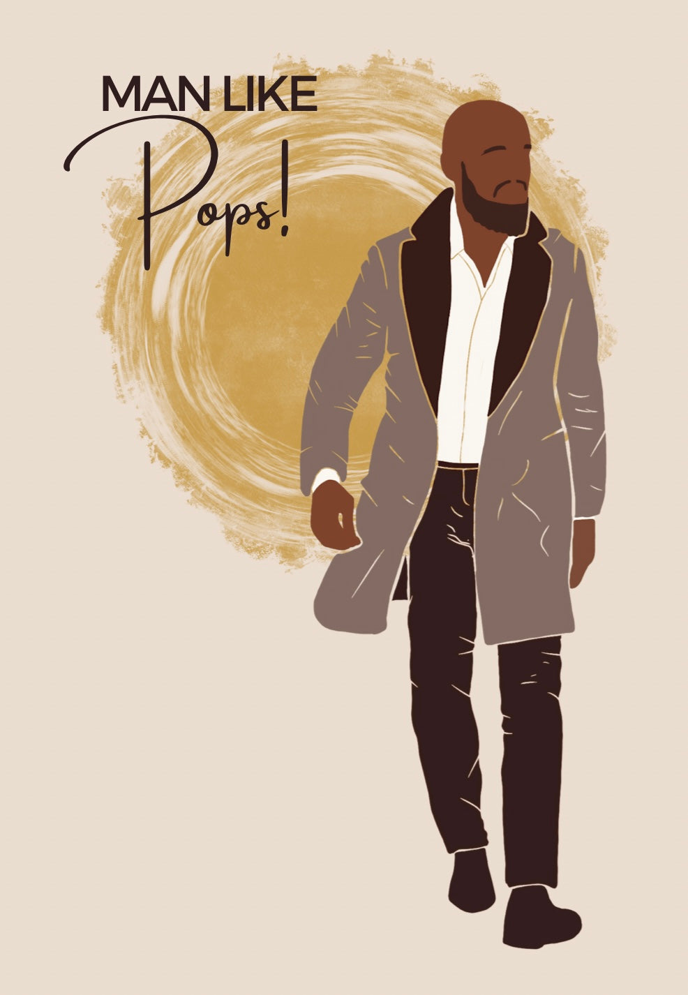 Man Like Pops Bald, Bearded & Suited Fathers Day Card.