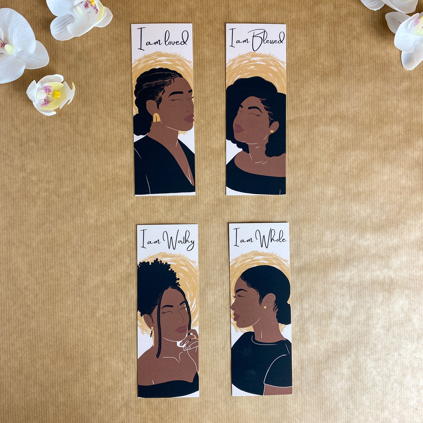4 Pack “I Am” Black Woman Affirmation Bookmark Set.