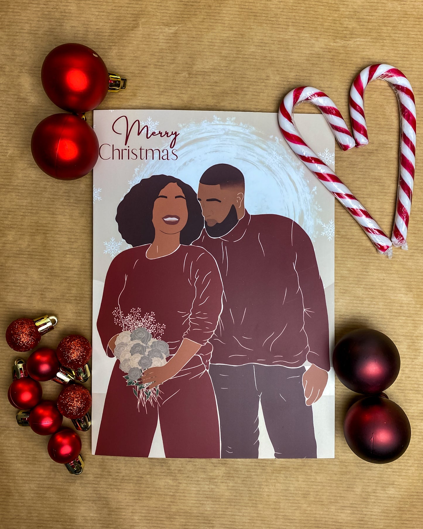 Black Love at Christmas, Black Couple Xmas Card