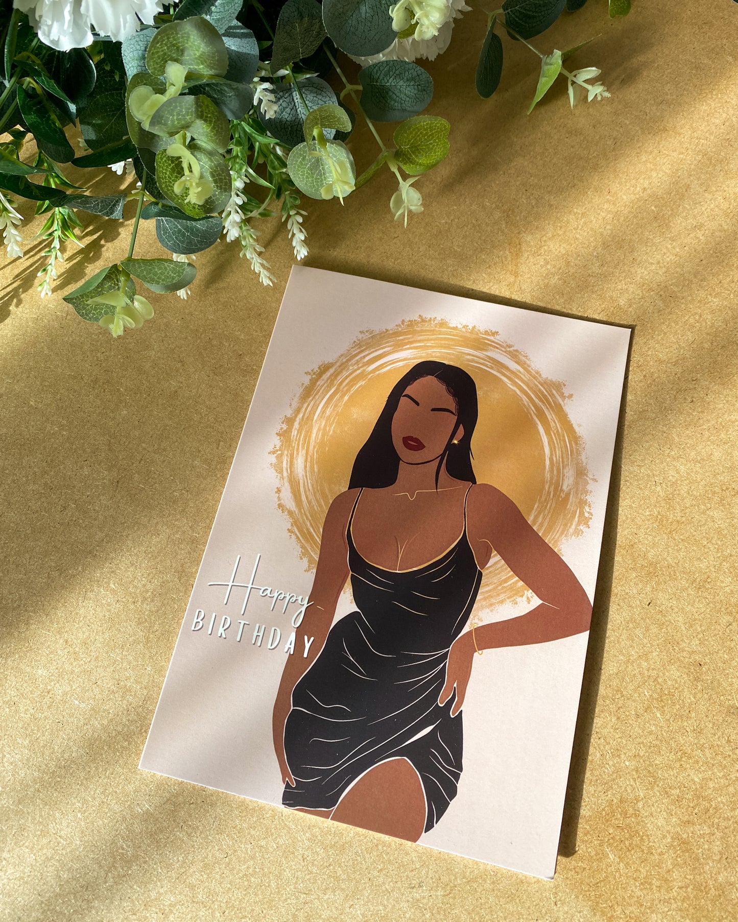 Misha's Black Birthday Dress - Black Woman Birthday Card