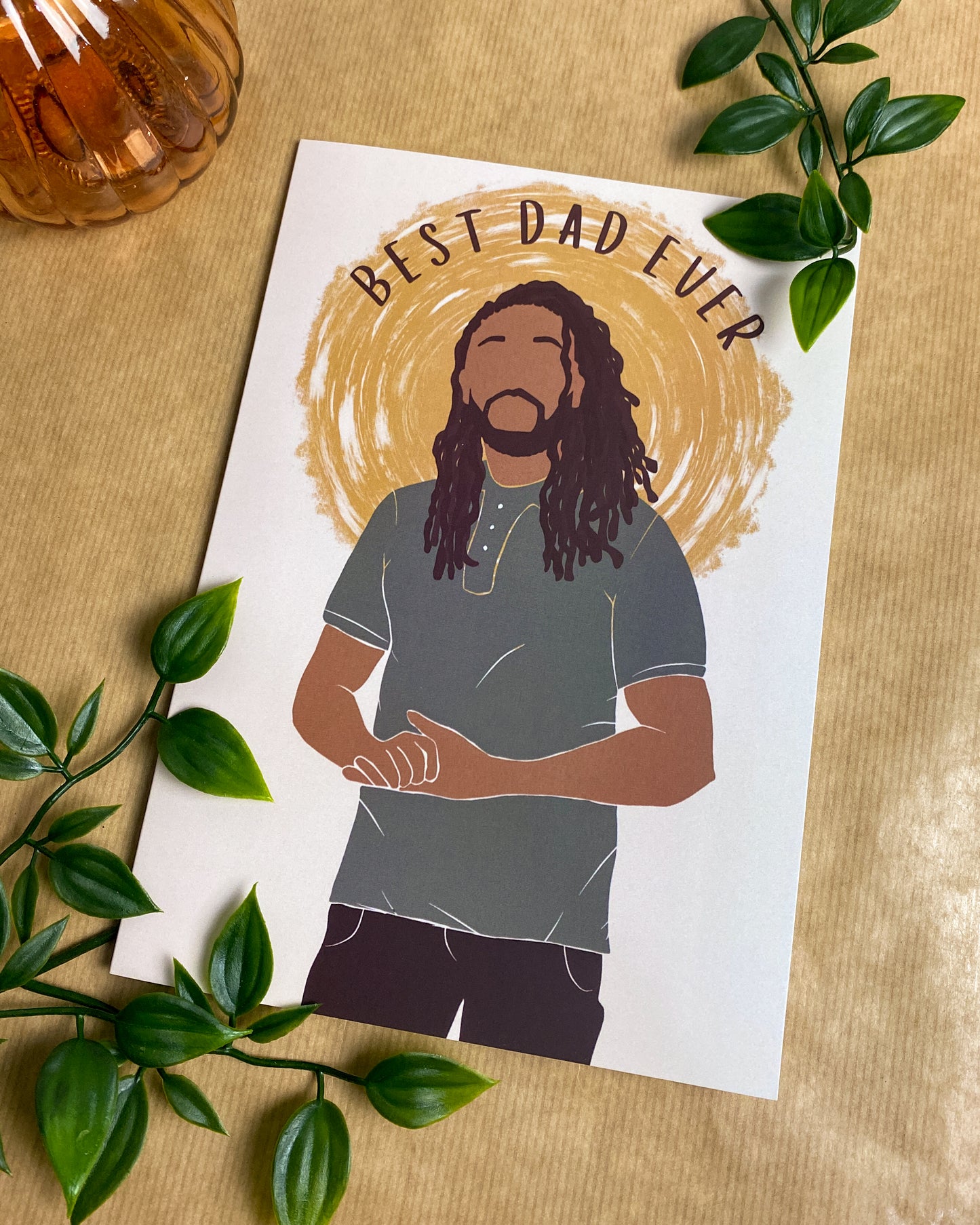 Loc's Dad. Mixed Race Father’s Day Card. Best Dad Ever. Dreadlocks
