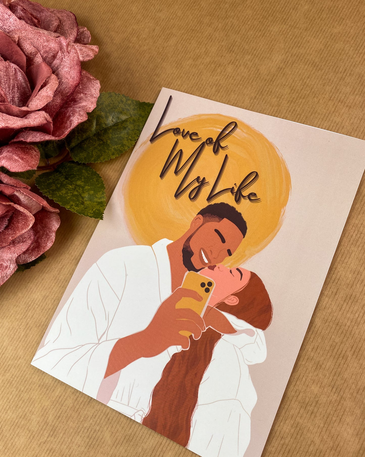 Selfie Lovers / Interracial Couple Greetings Card