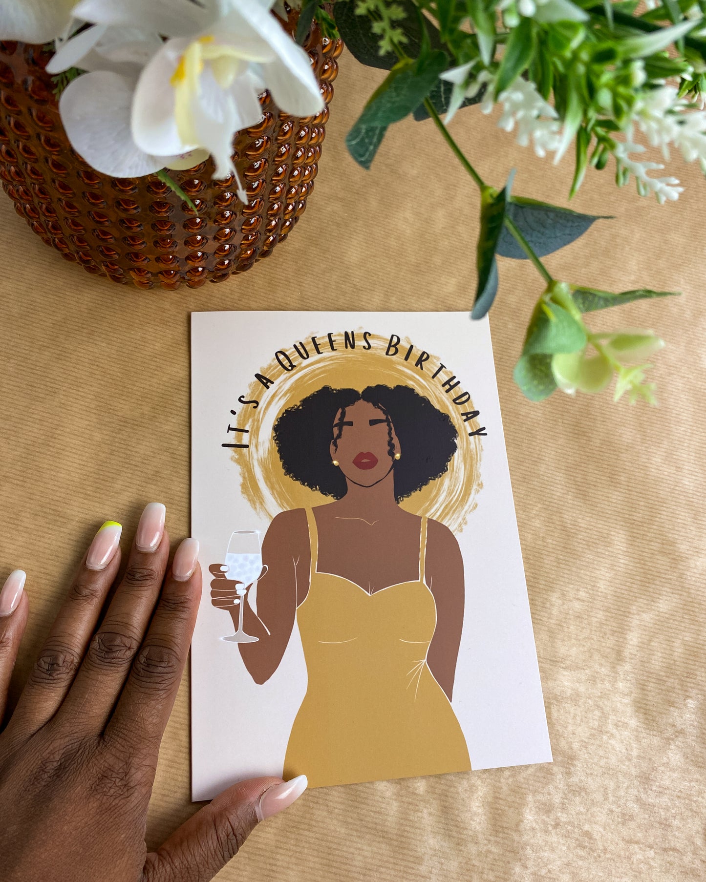 It's A Queens Birthday - Black Woman Birthday Card - Mid