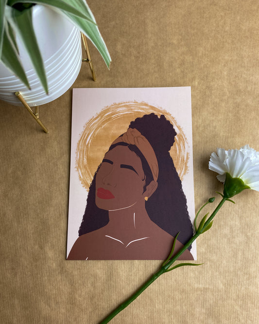 Maliah’s Half Up Half Down - Black / Mixed Race Girl Blank Birthday Celebration Card