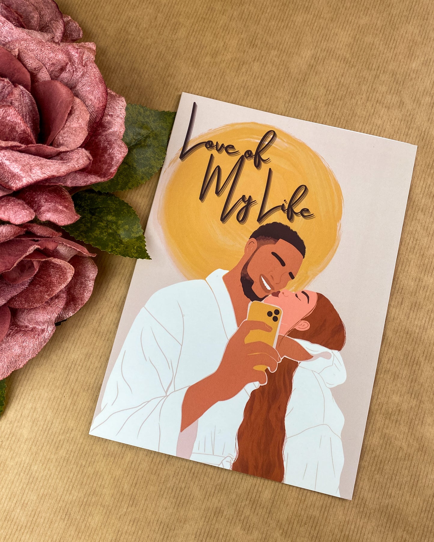Selfie Lovers / Interracial Couple Greetings Card