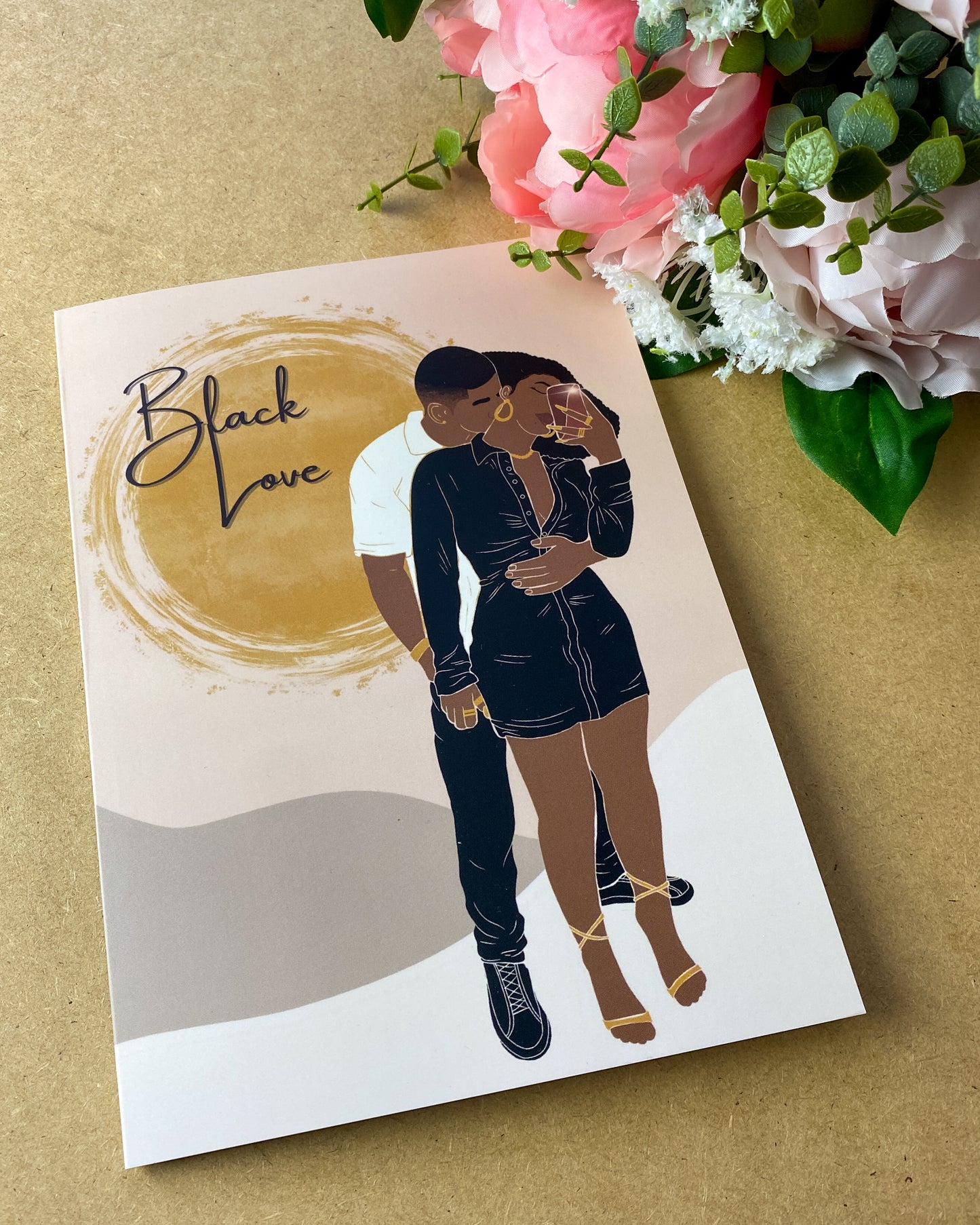 Selfie Lover’s Black Love Couple Greetings Card Mixed Race